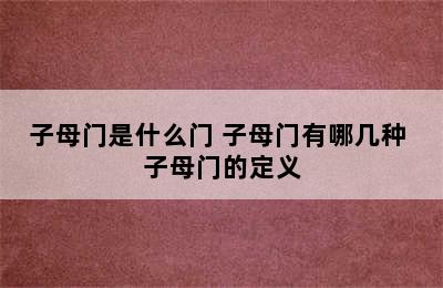 子母门是什么门 子母门有哪几种 子母门的定义